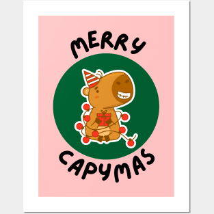 Merry Capymas | Capybara Pun Posters and Art